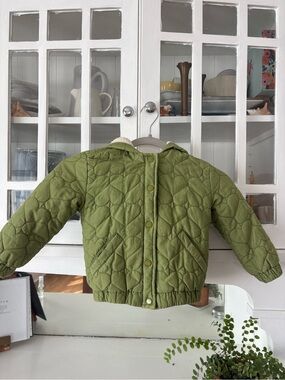 Old Navy Olive Green Quilted Hooded Puffer Jacket
